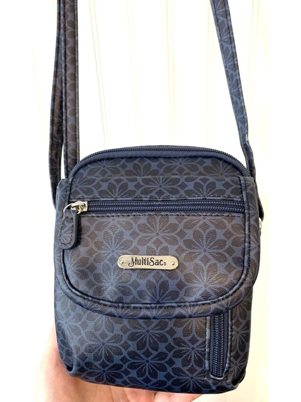 MultiSac Navy Blue Patterned Everest Mini Crossbody Bag With Adjustable Strap
